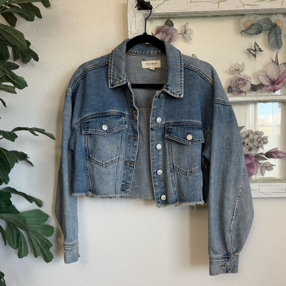 PacSun Cropped Denim Jacket Blue Size S